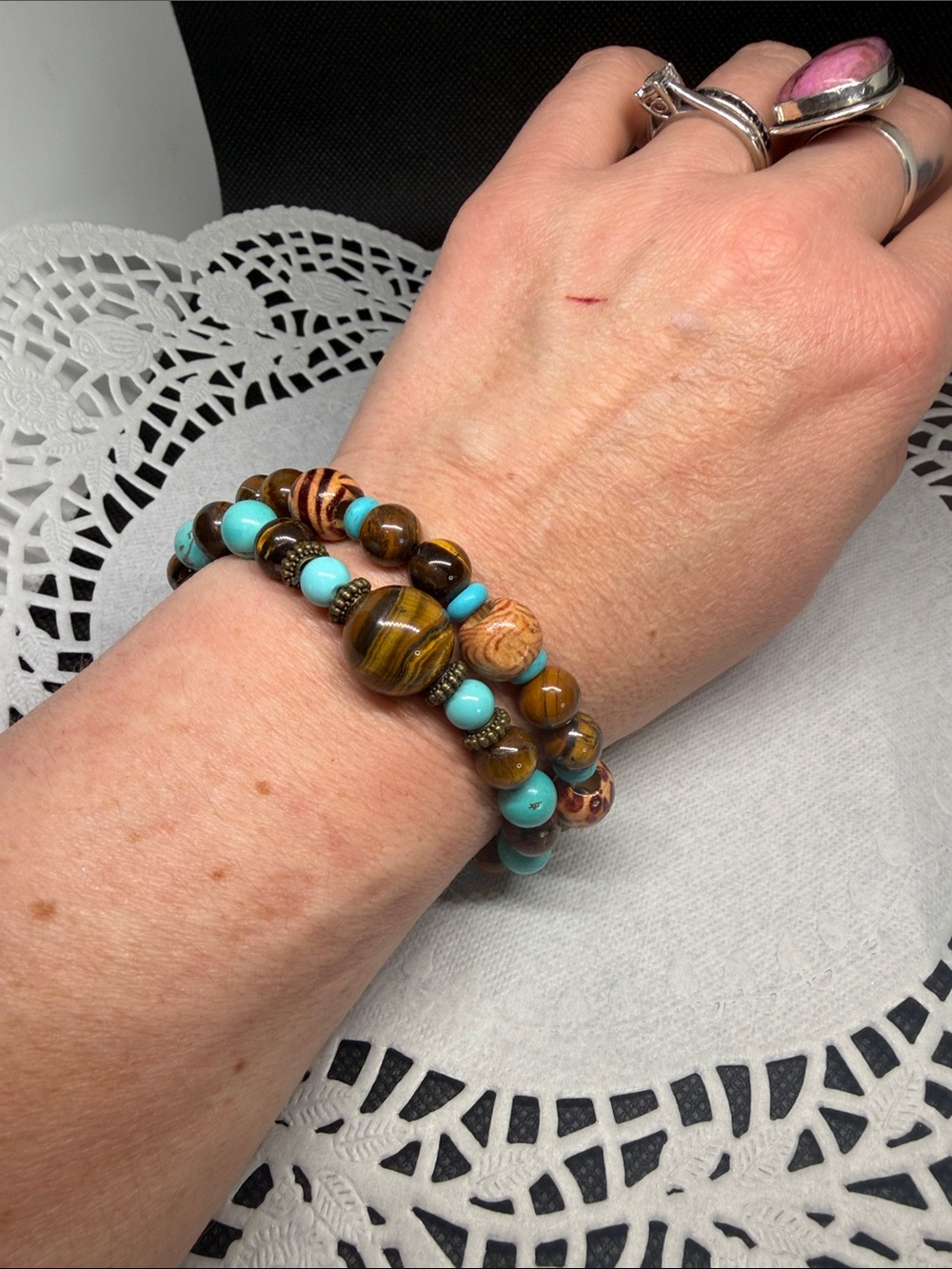 DESERT ROMANCE Tiger’s Eye Bracelet Stack Handmade Southwestern Coastal Cowgirl